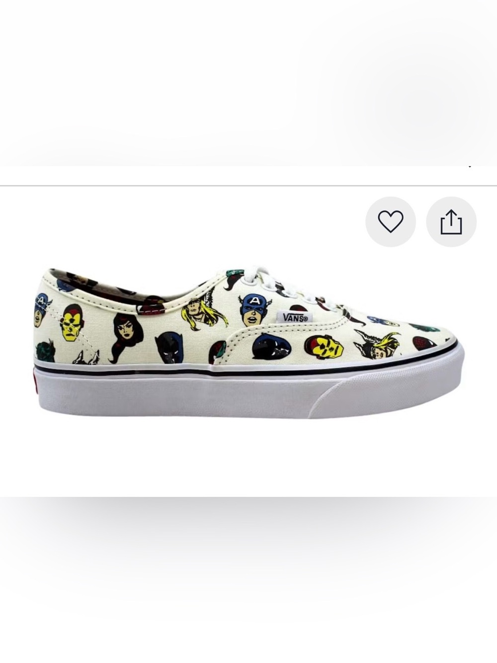 Vans Marvel White Canvas Sneakers with Multicolor Marvel Faces